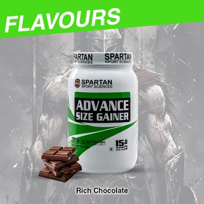 SPARTAN SPORT SCIENCES Advance Size Gainer | Muscle Mass & Weight Gainer Powder with Highest Protein and Carbohydrates with 13 Multivitamins & Minerals for Men & Women 1.5 Kg