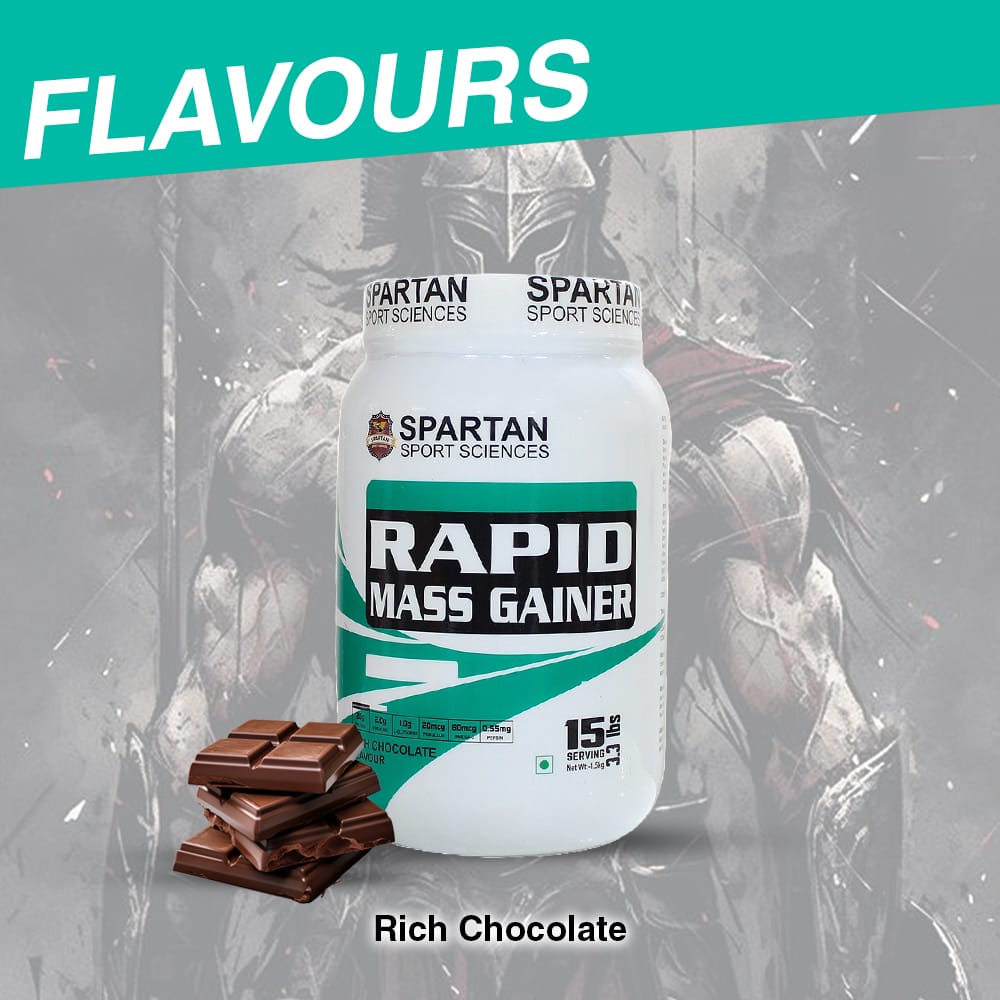 SPARTAN SPORT SCIENCES Rapid Mass Gainer | Muscle Mass & Weight Gainer Powder with Highest Protein and Carbohydrates with Added Multivitamins & Minerals for Men & Women