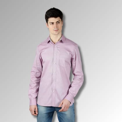 Mauve Shirt in Cotton with Button Down & Contrast Trim