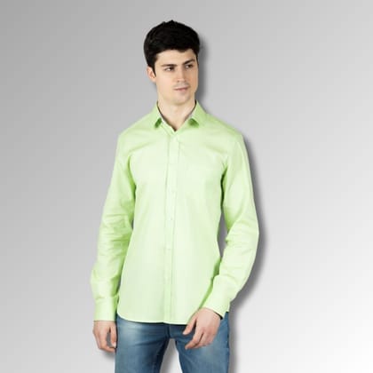 Lime Green Regular Fit Men's Oxford Shirt in Cotton with Button Down & Contrast Trim