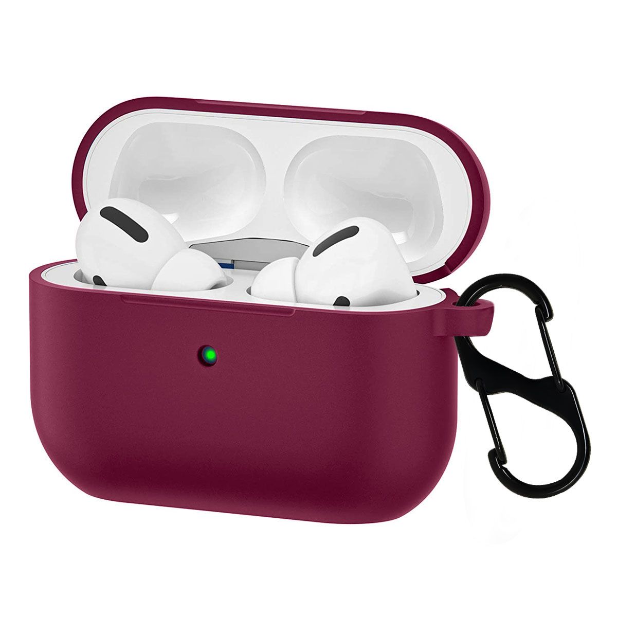 LIRAMARK Silicone Soft Case Cover with Buckle for Airpods Pro (2019), AirPods Pro 1st Generation (Wine)