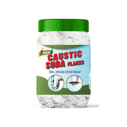 7Fresh CAUSTIC SODA Drain Cleaner Flakes (400 g Bottle) With Gloves / Chimney Cleaner /Fast Acting /Sink Cleaner /Soap making