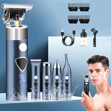 5-in-1 Electric Razor for Men, Head Shavers for Bald Men, 3-Speed Shaver with 4 Replacement Heads, USB Charging, Electric Razor Grooming Kit,Portable Travel Razor Idea Gift (Blue)