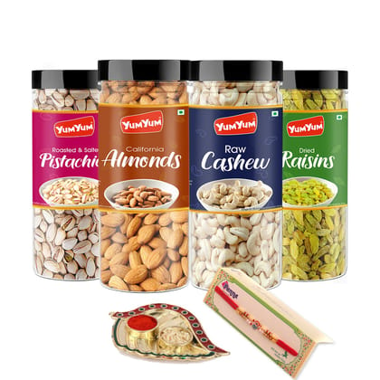 YUM YUM Diwali With Dry Fruits Combo Pack Of 4 (Almonds 150g, Cashews 150g, Pistachios 150g & Raisins 150g) 600gm