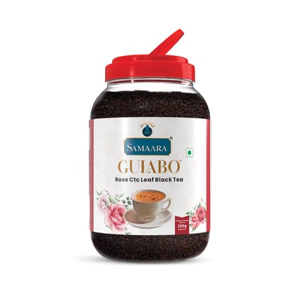 Jivvij Samaara Gulabo Rose Tea 250gm Jar | Premium Assam Ctc Black Leaf Tea | Rose Gulab Chai Patti | Strong Flavoured Tea Powder