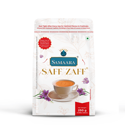 Jivvij Samaara Saffron Tea 250gm Pouch | Premium Assam Ctc Black Leaf Tea | Kesar Chai Patti | Strong Flavoured Tea Powder