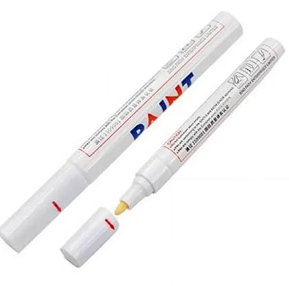 Sipa Permanent Paint Marker Medium (White, Pack Of 2) - Marks On Tyres,Metal,Glass,Leather