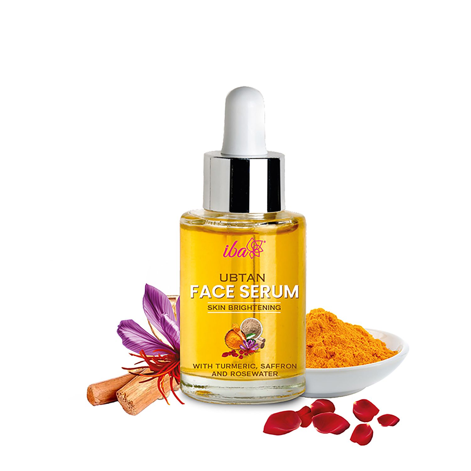 Iba Ubtan Face Serum, 30ml with Turmeric, Saffron & Rosewater for Skin Brightening