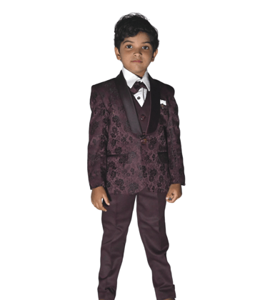 JOYHAAT Kids Boy 5 Piece Party/Wedding/Festival/Formal Wear Embroidered Tuxedo Coat Suit/Set of Full Shirt, Pant, Waistcoat, Embroidered Coat & Bow