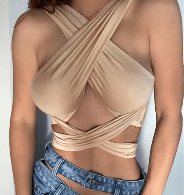 Women Strappy Cross Over Front Cut Out Halter Neck Sleeveless Backless Wrap Crop Top Bandage Vest Summer Sexy Tops Woman Clothes