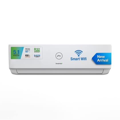 Godrej 1 Ton 3 Star Wi-Fi, Inverter, 5-In-1 Convertible Cooling, Heavy Duty Cooling at 52°C, Split AC (AC 1T EI 12DINV3R32-CWA IOT Split, White)