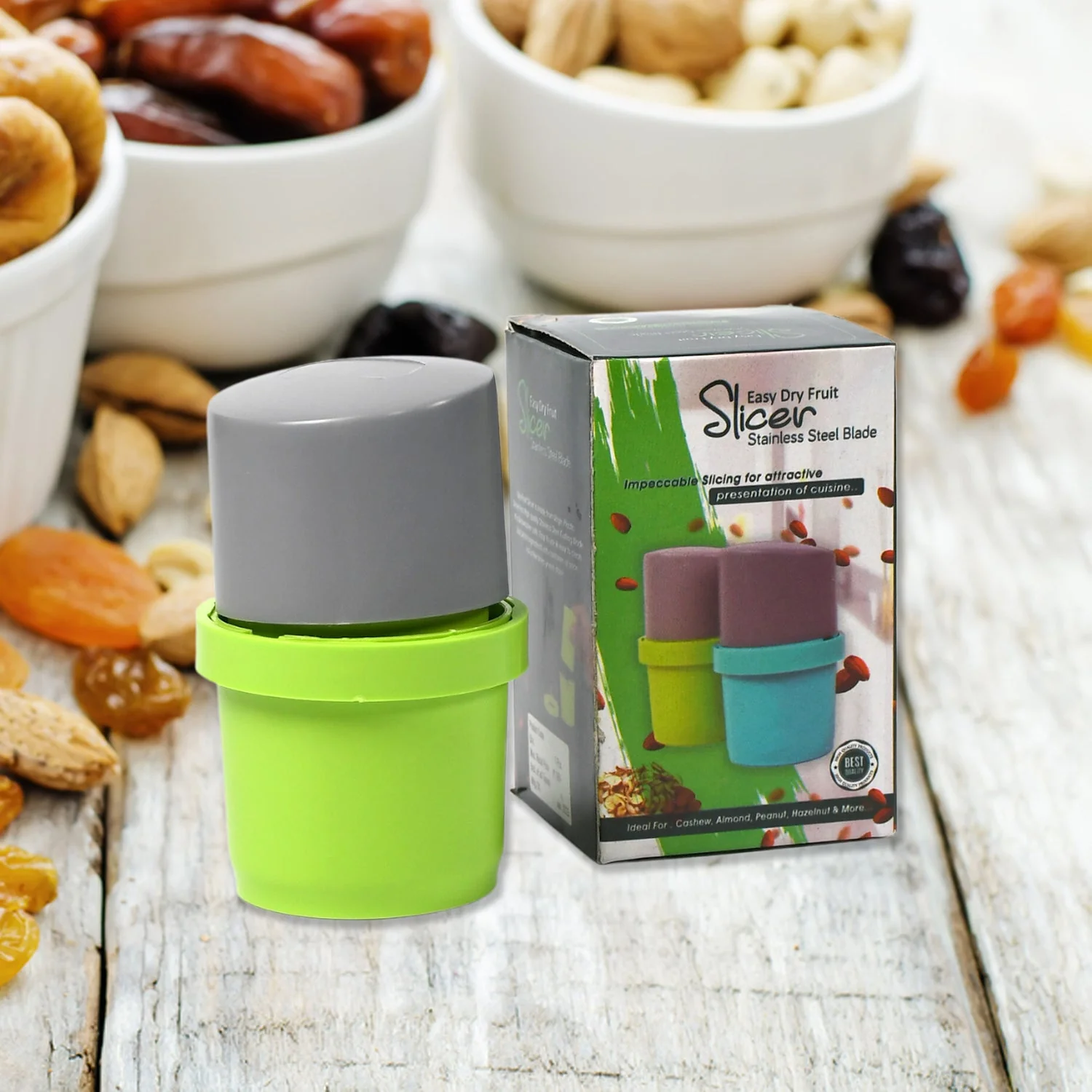 Plastic Dry Fruit and Paper Mill Grinder Slicer, Chocolate Cutter and Butter Slicer with 3 in 1 Blade, Standard, Multicolor