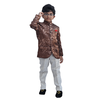 JOYHAAT Kids Boy's Jodhpuri Suit For Party/Wedding/Formal/Festival With Brown Color