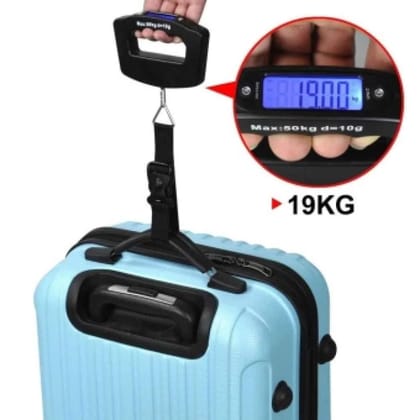 Black Digital Portable Luggage Scale with LCD Backlight (50 kg)