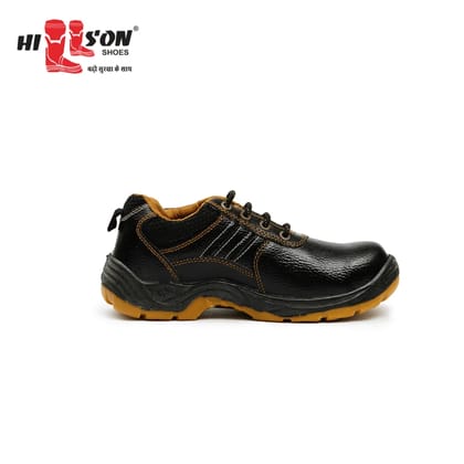 Hillson Steel Toe Synthetic Leather Safety Shoe (Black, S5, Size 8)