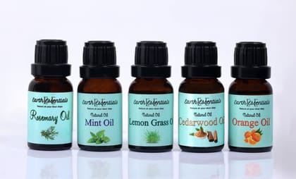 Essential oils Set of 5 Aroma oil 75 ml | diffuser Oil for home Office & Hotel Spa| Genuine oils Rosemary , Orange ,Lemongrass , Mint & Cedarwood