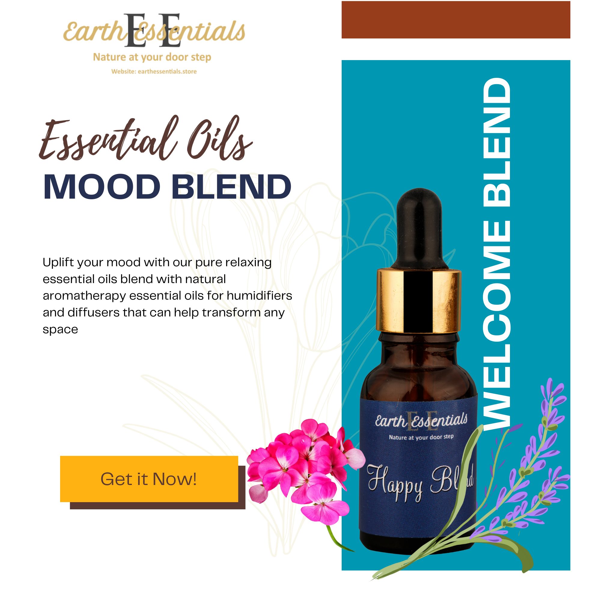 Essential oil blends for uplifting mood Happy blend 15 ml