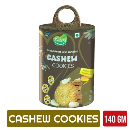 SMILE ALL Crunchiness with enriched CASHEW COOKIES | Protein Rich & High Fibre|140 gm, Pack of 1