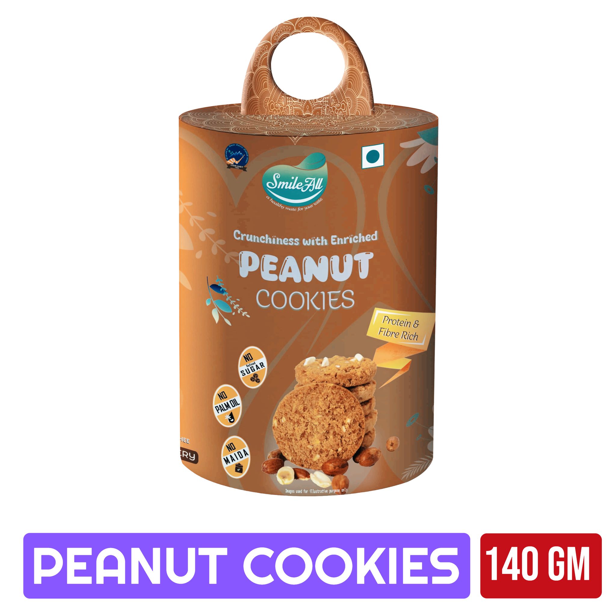 SMILE ALL Crunchiness with enriched PEANUT COOKIES | Protein Rich & High Fibre|140 gm, Pack of 1