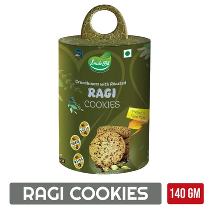 SMILE ALL Crunchiness with roasted RAGI COOKIES | Protein Rich & High Fibre|140 gm, Pack of 1