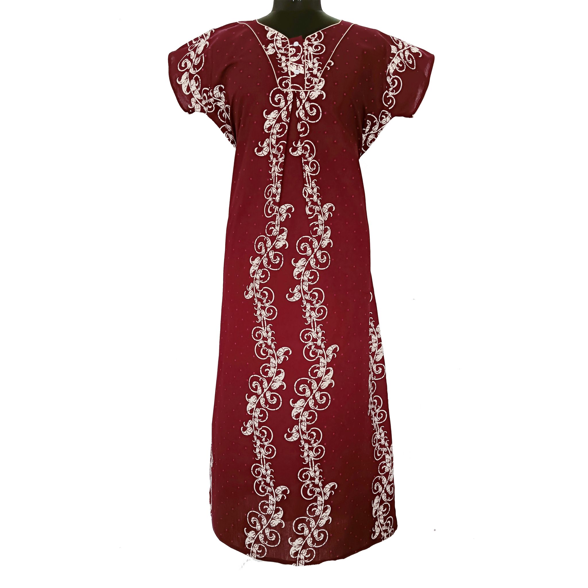 Subh Cotton Maxi Maroon red xl Size Nighty for women