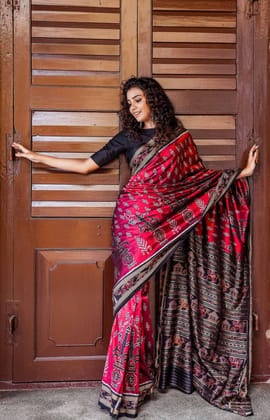 Orissa Khandua Silk Saree with Tie/Dye Technique - Atulya Karigari