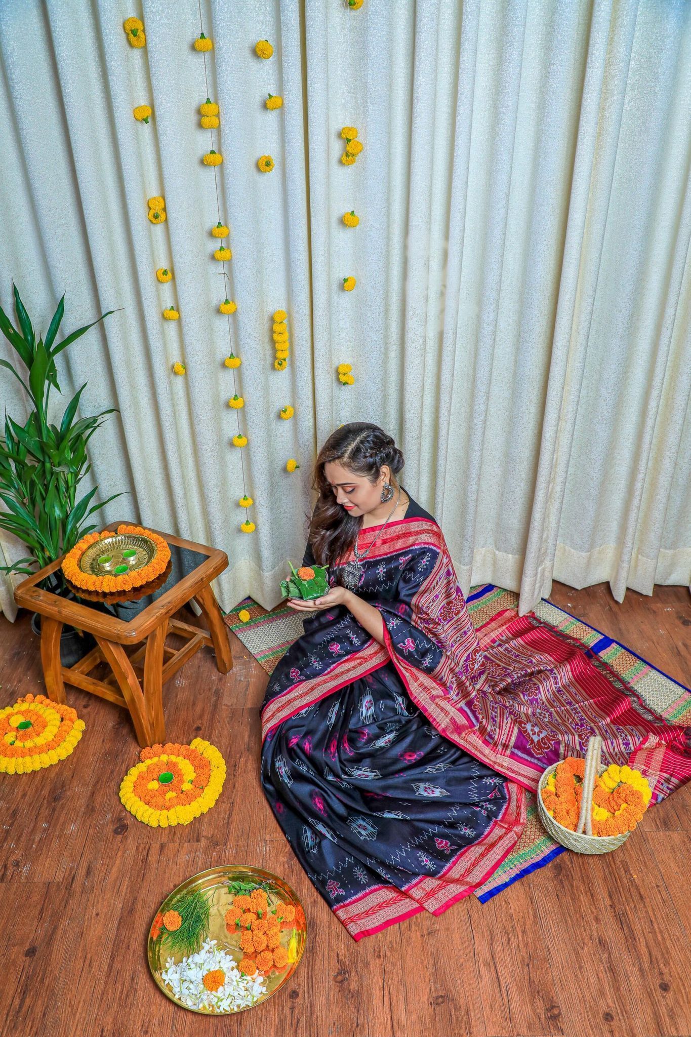 Orissa Khandua Silk Saree with Tie/Dye Technique - Atulya Karigari