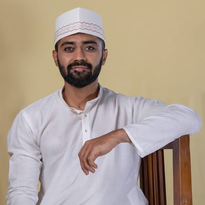 White Topi with Red Embroidery