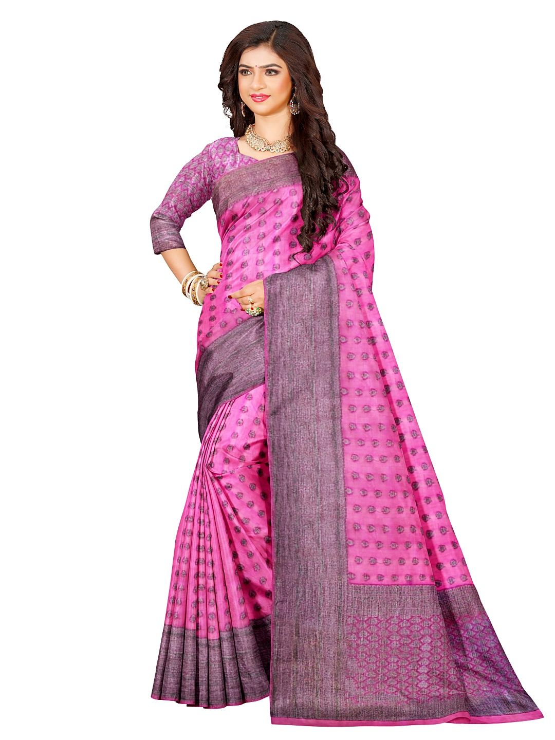 Pink Georgette Saree with Blouse Piece