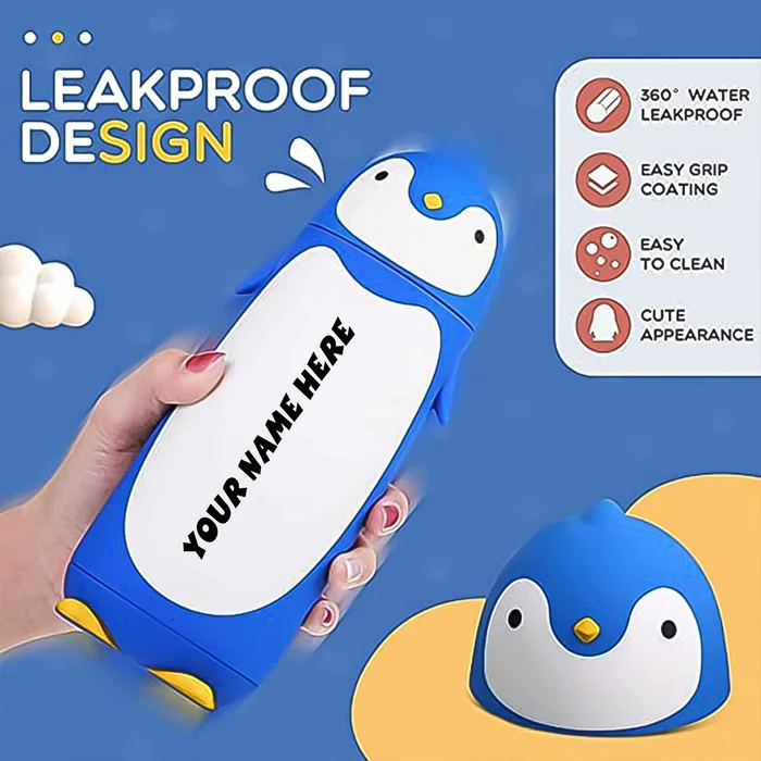 Penguin Water Bottle Penguin Cartoon Water Bottle Funny Travel Mug Insulated, Inner glass Vacuum Water Bottle