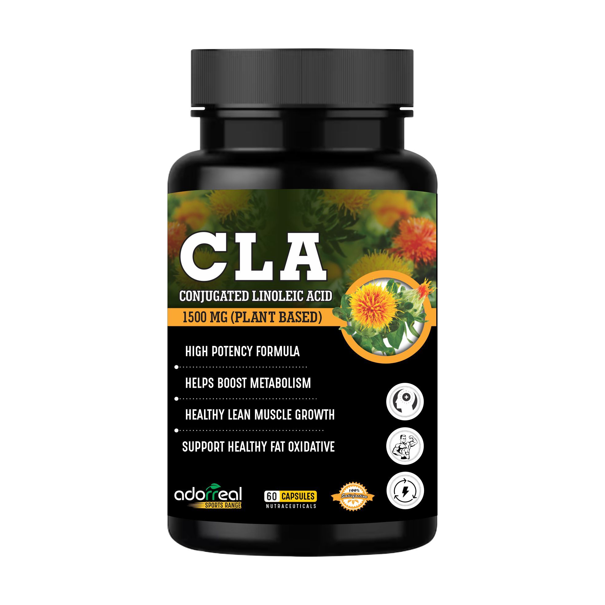 Adorreal CLA (Conjugated Linoleic Acid) Supplement | 60 Capsules|Supports Weight Management