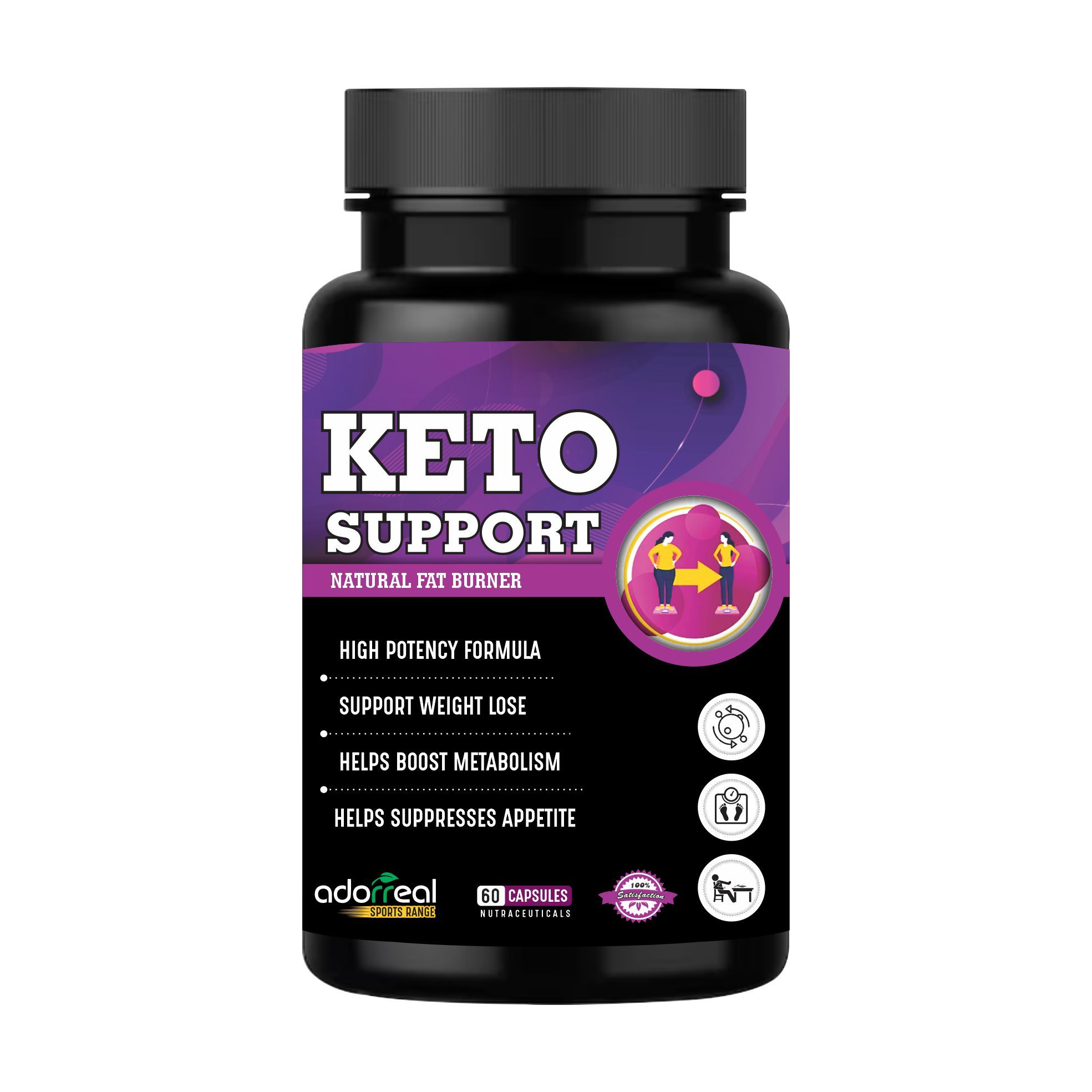 Adorreal keto Support |60 Capsules| Enhances Fat Metabolism,Supports Ketosis,Fat Burner