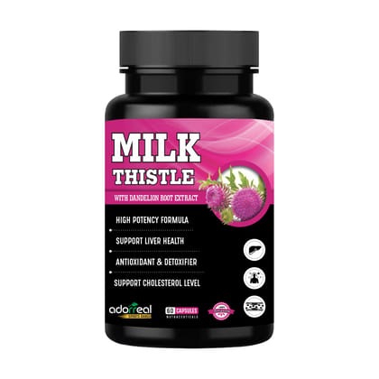 Adorreal Milk Thistle Extract -60 capsules Supports Liver Health, Digestive Health,Promotes Detoxification