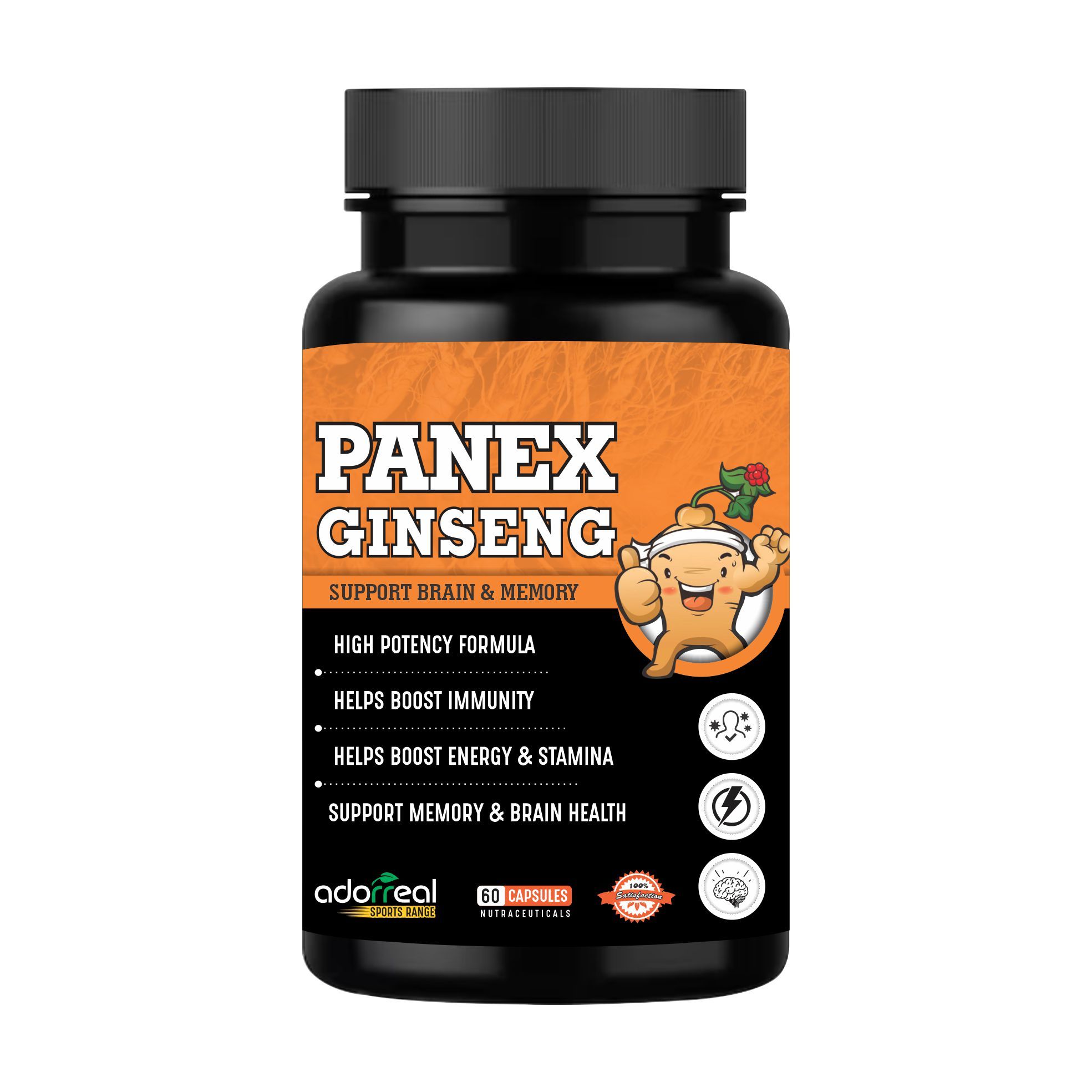 Adorreal Panax Ginseng Extract 60 Capsules,Boosts Energy Levels,Improves Physical Performance