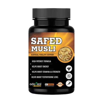 Adorreal Safed Musli 60 Capsules Supports Endurance and Stamina ,Boosts Energy,Enhances Muscle Strength