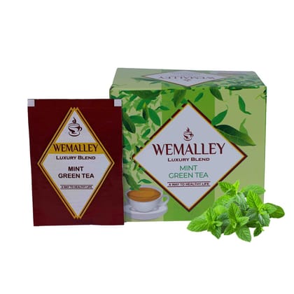 Wemalley Organic Mint Green Tea Teabags 40 grams| Improves Digestion, Skin & Heart Health| Ensures Hydration| Antioxidant| Relieves Stress| 0% Bitterness| 20 Teabags