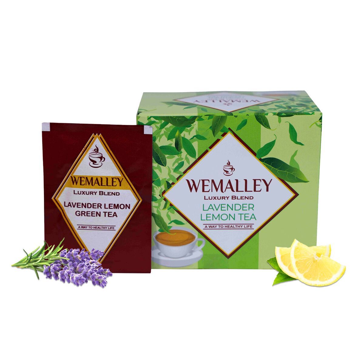 Wemalley Organic Lavender Flowers Lemon Tea Teabags 40 grams| Treats Migraine| Reduces Stress & Anxiety| Rich in Antioxidants| 0% Bitterness| 20 Teabags