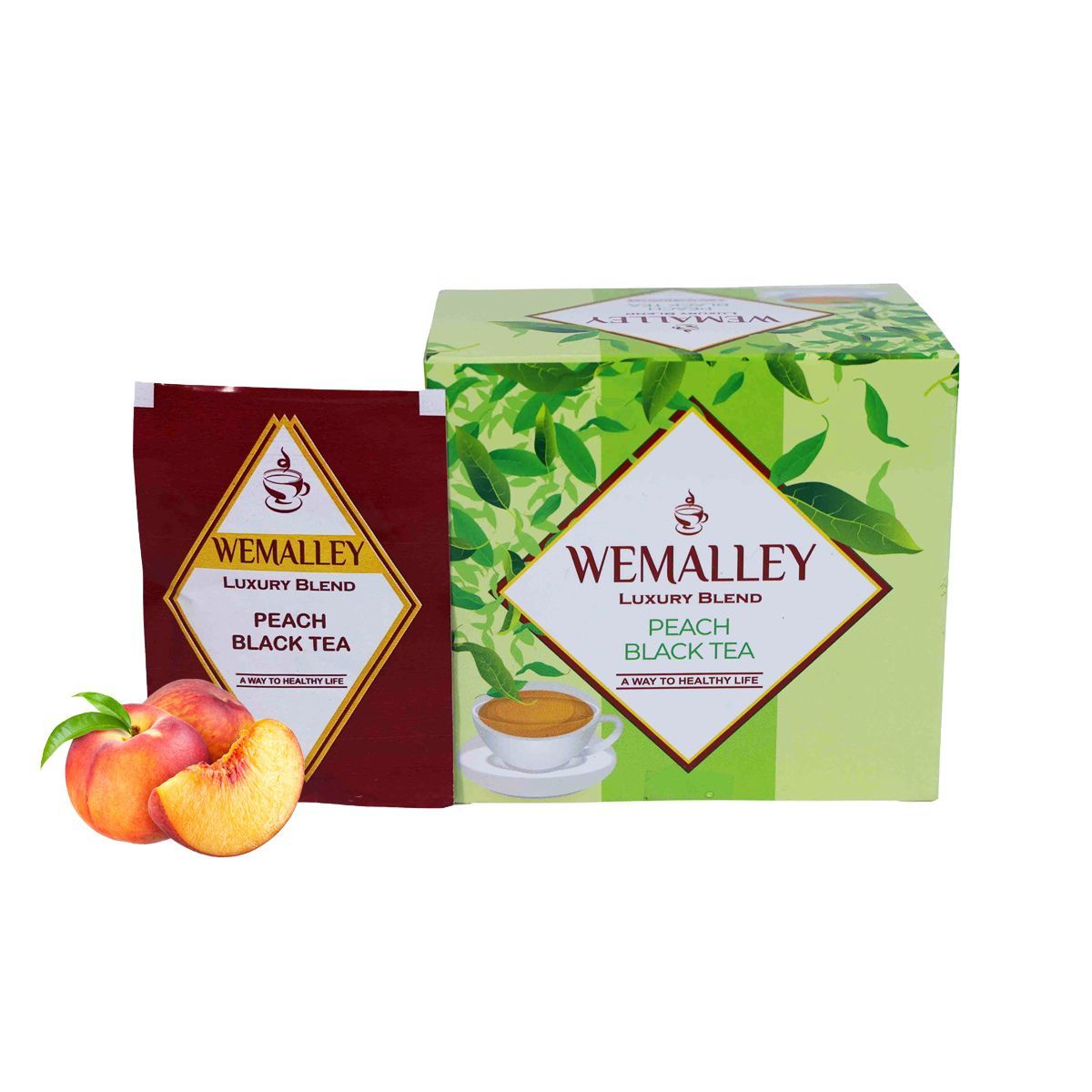 Wemalley Organic Peach Flavored Black Tea Teabags 40 grams| Boosts Heart & Gut Health| Lowers Blood Sugar Level & bad cholesterol| 0% Bitterness| 20 Teabags