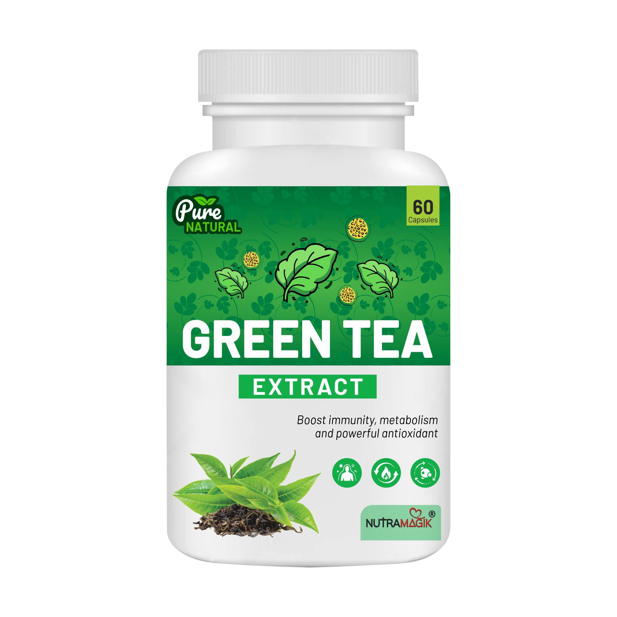 Nutramagik Green Tea Extract Capsules - Boost Immunity, Metabolism, and Powerful Antioxidant