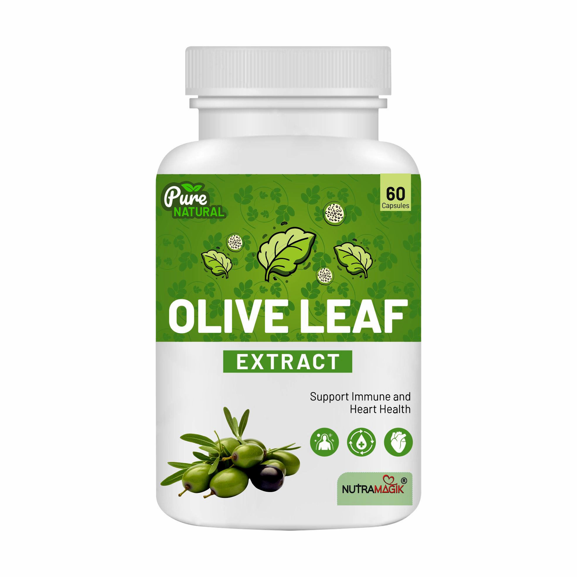 Nutramagik Olive Leaf Extract Capsules - Support Immune and Heart Health - 60 Capsules