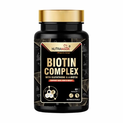 Nutramagik Biotin Complex with Glutathione & d-Biotin - Supports Hair, Skin & Nails -60 Capsules