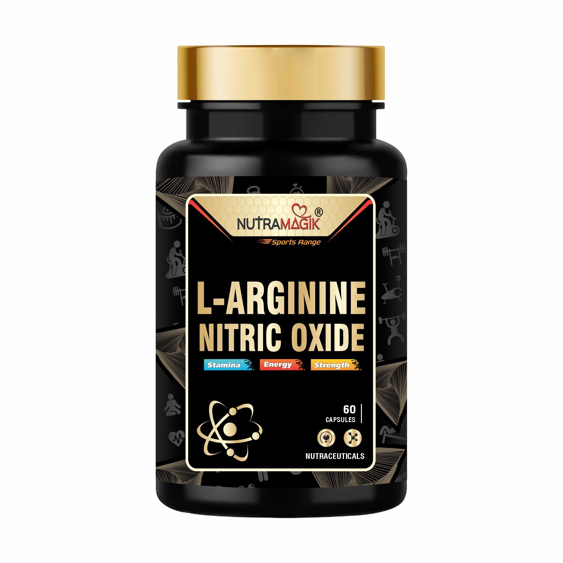 Nutramagik L-Arginine Nitric Oxide - Stamina, Energy, Strength - 60 Capsules