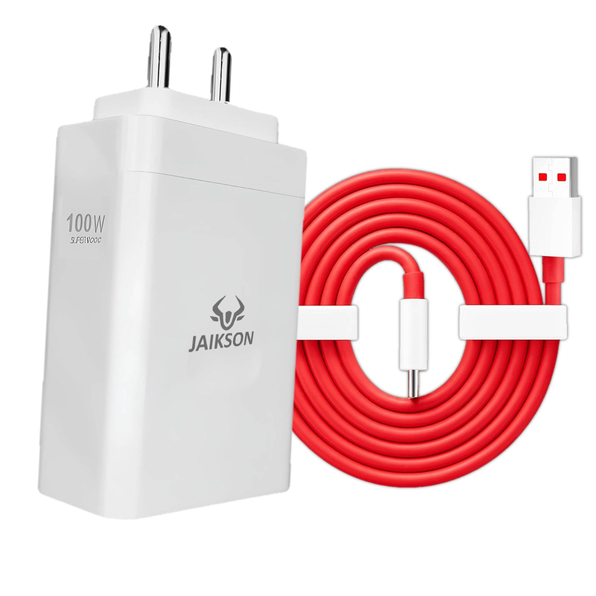 Jaikson 100W SuperVooc 6.1A Fast Wall Charger Adapter with Type-C Charging Cable for One Plus,Xiaomi, Samsung,Vivo,Realmi,Oppo Android & iOS Smart Phones