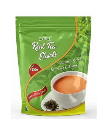 THF Elaichi Real Tea - 250GM, Strong Blend of Darjeeling & Assam Tea,Ctc Long Leaves,Rich & Aromatic,Kadak flavourful Chai,Strong Chai,Powder Tea,Chai 250 GM, Black Tea,Tea 250 GM Pack