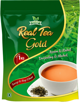 THF Real Gold Tea Strong blend of Darjeeling Ctc long leaves | Rich & Quality Kadak flavourful Chai, 1 KG Pack