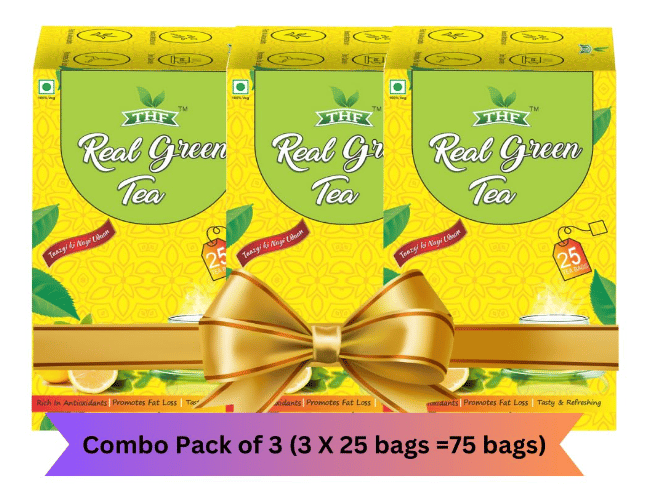 THF Real Tea Antioxidants Promotes Fat Loss Tasty & Refreshing Green Tea Box-LEMON FLAVOR (25 Tea Bags) (Pack of 3)