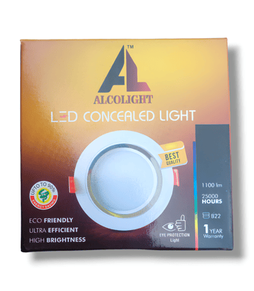 ALCOLIGHT WHITE 9WATT (PACK OF 6)Concealed Light, 1100lm, 25000 Hours, B22, 1 Year Warranty