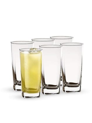 Ocean Plaza Hi Ball 320Ml - Set Of 6 For Kitchen | Water Glass | Hot & Cold Drinks | Juice Glass| Cocktail | Milkshake | Smoothie | Ideal For Home | Party | Restaurant | Gifting | Special Occasions