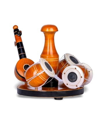 Handcrafted Rose Wood Carved Veena with Tabala Set