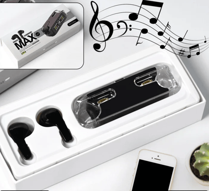 Earphones, with touch control, Black Bluetooth M12 Max Wireless Technology Stereo Sound made with High-end Material ear bards